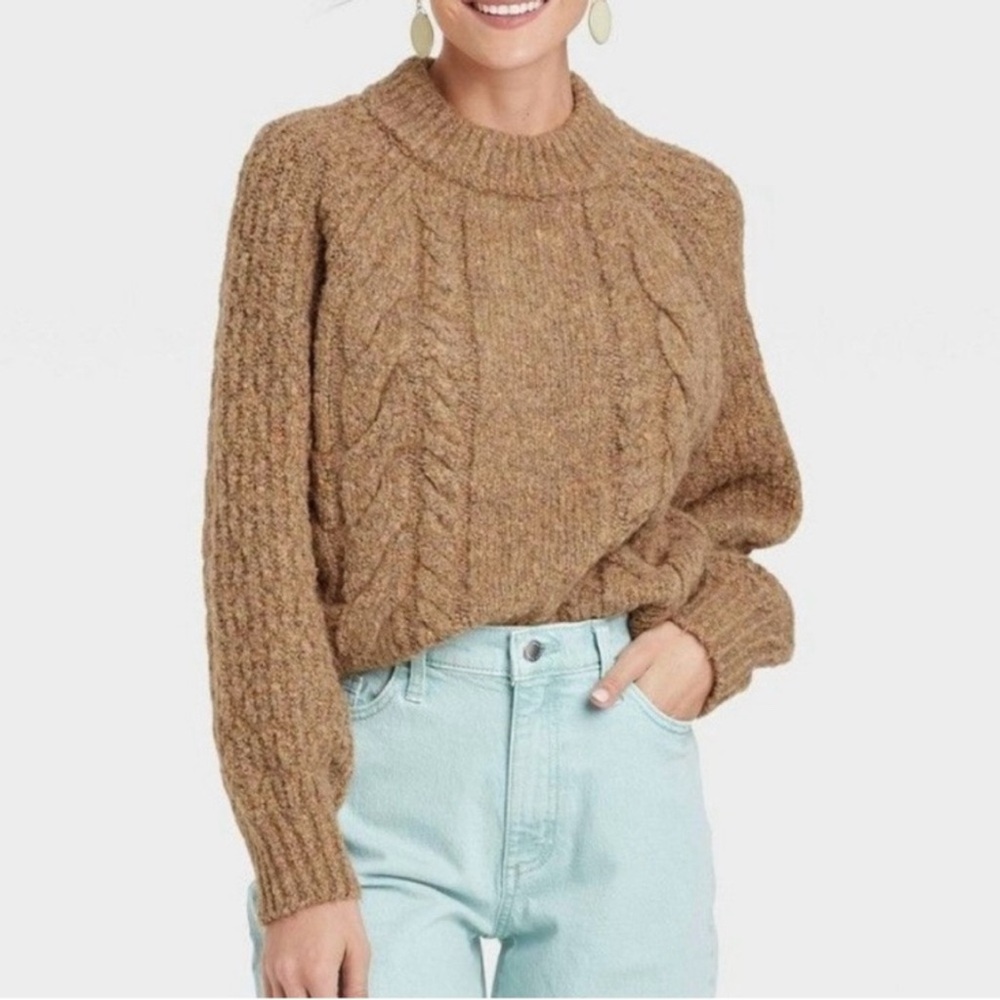 Universal Thread Cable Knit Sweater - Brown Size … - image 2
